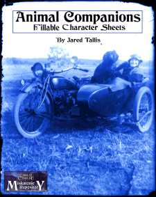 Animal Companions Fillable Character Sheets